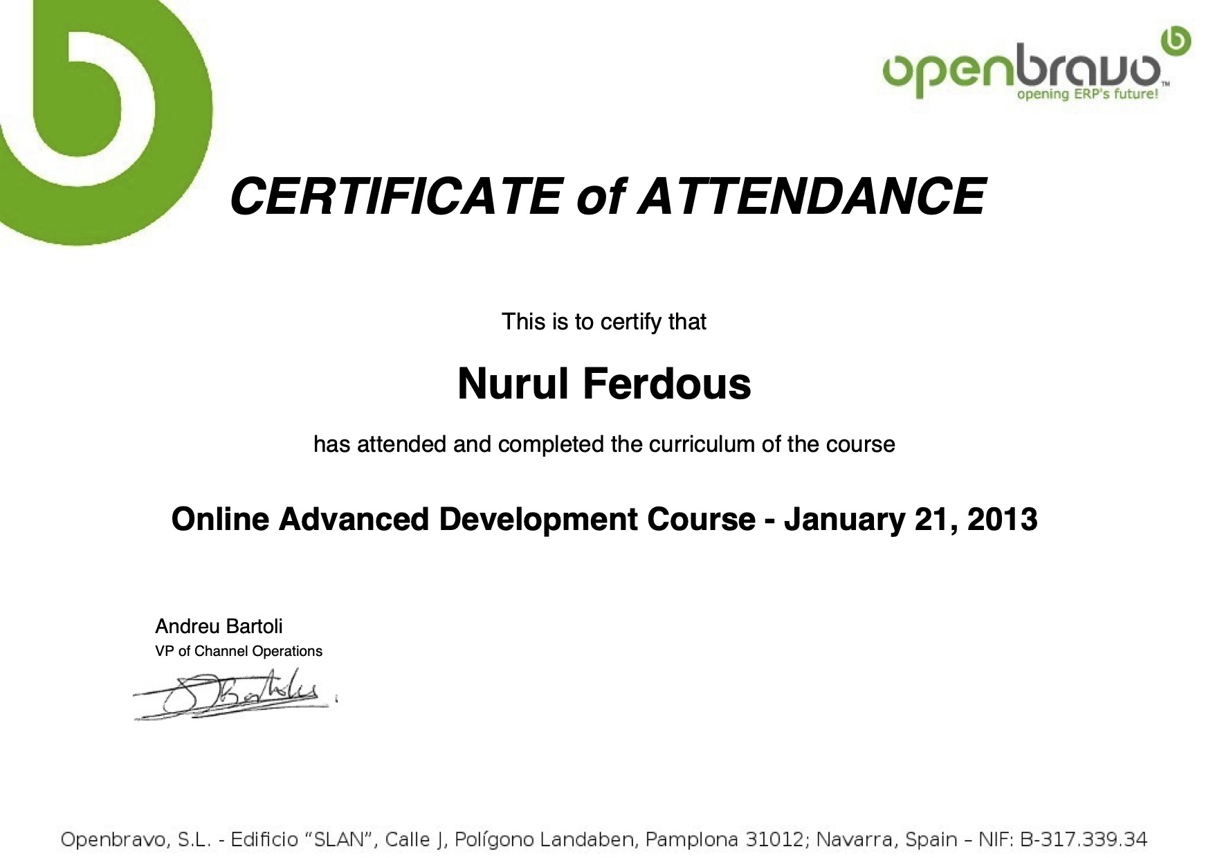 Openbravo Certificates
